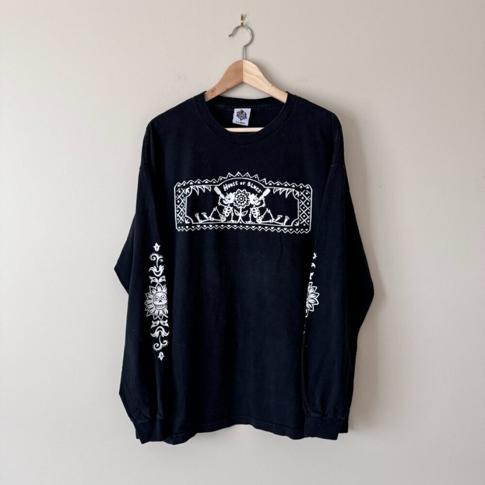 House of Blues | Vintage Day of the Dead Sugar Skull Long Sleeve Shirt - Size XL